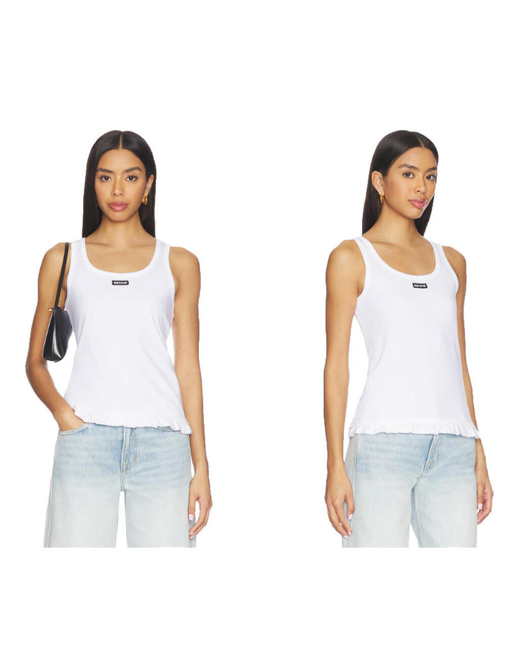 Rotate Ruffle Hem Tank Top white black logo size S NWT $120msrp